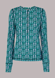 Abstract Wave Zip Sports Top